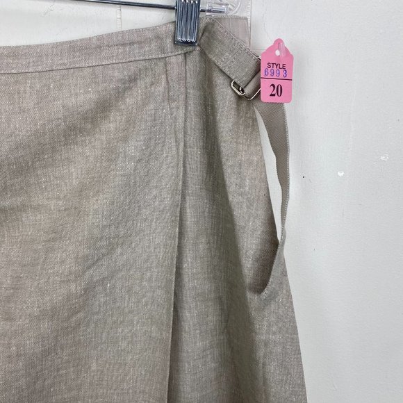 NWT Orvis Tan Faux Wrap Skirt Linen Blend - Picture 2 of 5